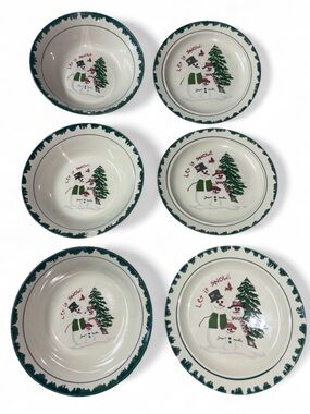 VINTAGE 1998 ATICO ‘LET IT SNOW’ BOWL & PLATE SET of 6